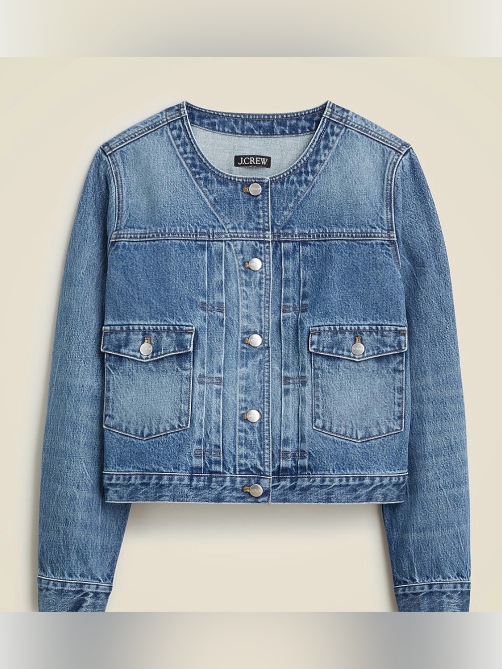 Pleated denim lady jacket